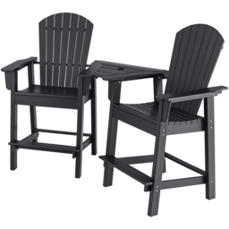 Costway Adirondack Black Bar Stool Set of 2 with Connecting Tray - Size: 2 Seater - Wilko - thumbnail 3