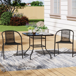 Living and Home Wicker 2 Seater Black Square Patio Set - Wilko - thumbnail 1