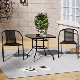 Living and Home Wicker 2 Seater Black Square Patio Set - Wilko - thumbnail 7