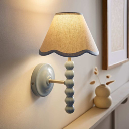 ValueLights Trim Scallop Shade Blue Bobbin LED Wall Light with Bulb 2 Pack - Size: 32 x 19 x 20cm - Wilko - thumbnail 4