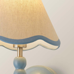 ValueLights Trim Scallop Shade Blue Bobbin LED Wall Light with Bulb 2 Pack - Size: 32 x 19 x 20cm - Wilko - thumbnail 6