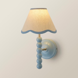 ValueLights Trim Scallop Shade Blue Bobbin LED Wall Light with Bulb 2 Pack - Size: 32 x 19 x 20cm - Wilko - thumbnail 5