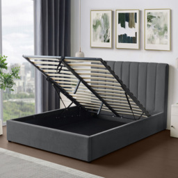 Brooklyn Evelynne King Size Dark Grey Linen Ottoman Bed - Wilko - thumbnail 4