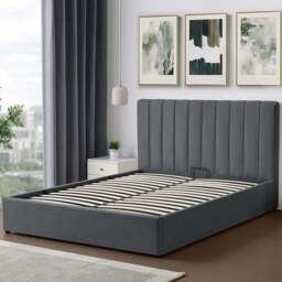 Brooklyn Evelynne King Size Dark Grey Linen Ottoman Bed - Wilko