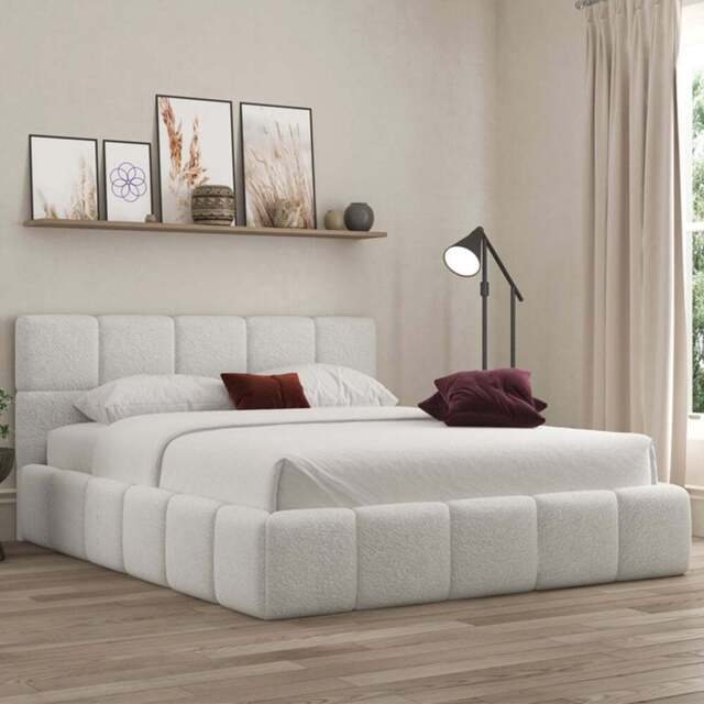 DS Living Ovella Double Dove Cubed Ottoman Bed - Grey - Wilko - image 1
