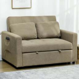 Portland 2 Seater Light Brown Sofa Bed - Wilko - thumbnail 1