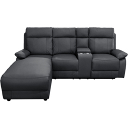 DS Living Sorento 3 Seater Black Leather Right Hand Chaise Corner Recliner Sofa - Wilko - thumbnail 5