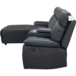 DS Living Sorento 3 Seater Black Leather Right Hand Chaise Corner Recliner Sofa - Wilko - thumbnail 7