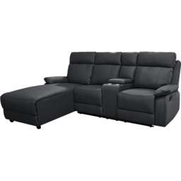 DS Living Sorento 3 Seater Black Leather Right Hand Chaise Corner Recliner Sofa - Wilko - thumbnail 6