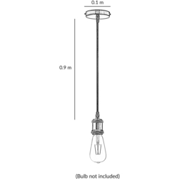 Innoteck Pearl Black Vintage Ceiling Pendant E27 Lamp Holder 60W - Size: 120 x 10 x 10cm - Wilko - thumbnail 5