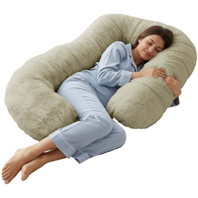 Sweet Dreams Alpine Beige Faux Fur Maternity Pillow 135 x 75cm - Size: 135 x 75 x 1cm - Beie - Wilko - image 1