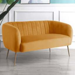 Matilda 2 Seater Yellow Velvet Sofa - Artemis Home - Wilko