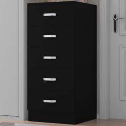 FWStyle Tunis Matt Black 5 Drawer Slim Chest - Wilko - thumbnail 1