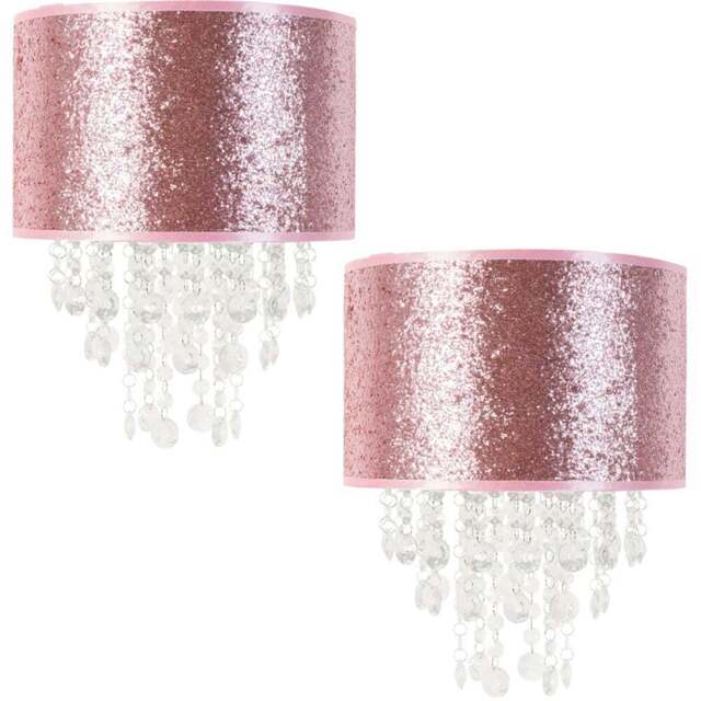 ValueLights Bonita Pink Glitter Pendant Shade with Clear Droplets 2 Pack - Wilko - image 1