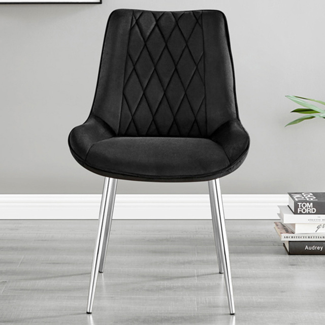 Furniturebox Cesano Set of 2 Black and Chrome Velvet Dining Chair - Wilko - image 1