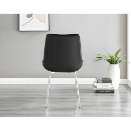 Furniturebox Cesano Set of 2 Black and Chrome Velvet Dining Chair - Wilko - thumbnail 5