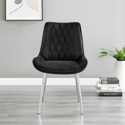 Furniturebox Cesano Set of 2 Black and Chrome Velvet Dining Chair - Wilko - thumbnail 7