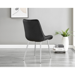 Furniturebox Cesano Set of 2 Black and Chrome Velvet Dining Chair - Wilko - thumbnail 6