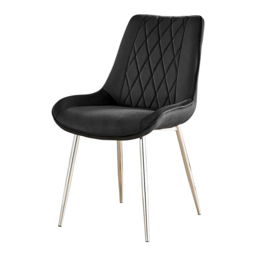 Furniturebox Cesano Set of 2 Black and Chrome Velvet Dining Chair - Wilko - thumbnail 3
