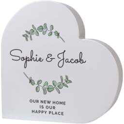 Personalised Memento Personalised Botanical Free Standing Heart Ornament - Size: 1.5 x 1.5 x 0.3cm - Grey - Wilko - thumbnail 1