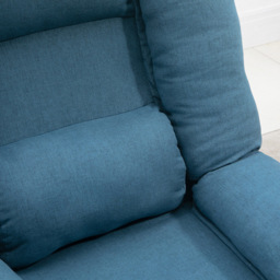 Portland Blue Linen Manual Recliner Chair with Footstool - Size: Single - Wilko - thumbnail 4