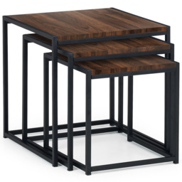 Julian Bowen Tribeca Walnut Nest of Tables Set of 3 - Size: 45 x 45 x 45cm - Black - Wilko - thumbnail 3