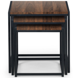 Julian Bowen Tribeca Walnut Nest of Tables Set of 3 - Size: 45 x 45 x 45cm - Black - Wilko - thumbnail 4