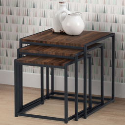 Julian Bowen Tribeca Walnut Nest of Tables Set of 3 - Size: 45 x 45 x 45cm - Black - Wilko - thumbnail 6