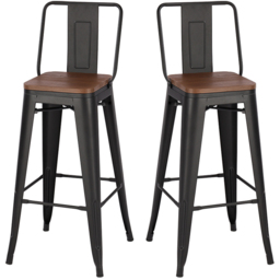 Living and Home Set of 2 Metal High Bar Stool - Brown - Wilko - thumbnail 3