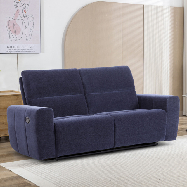 Holborton Manual Recliner Sofa Navy Blue 3 - Size: 3 Seater - Wilko - image 1