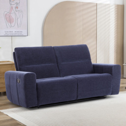 Holborton Manual Recliner Sofa Navy Blue 3 - Size: 3 Seater - Wilko