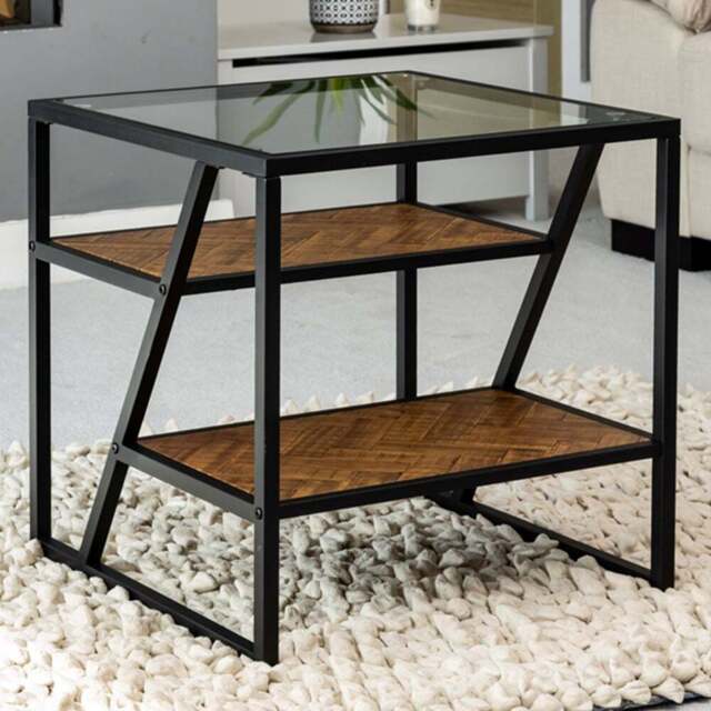 Artemis Home Cascade Glass Top Side Table - Size: 55.5 x 55 x 55cm - Clear - Wilko - image 1