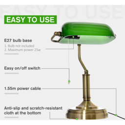 Portland Green and Bronze Antique Table Lamp - Size: 27.5 x 17.5 x 39cm - Wilko - thumbnail 6