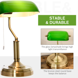 Portland Green and Bronze Antique Table Lamp - Size: 27.5 x 17.5 x 39cm - Wilko - thumbnail 7