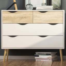 Florence 4 Drawer White and Oak Chest of Drawers - Furniture to Go - Wilko - thumbnail 1