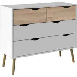 Florence 4 Drawer White and Oak Chest of Drawers - Furniture to Go - Wilko - thumbnail 3