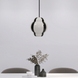 Jett Stripe Glass Pendant - White and Black - Wilko - thumbnail 3
