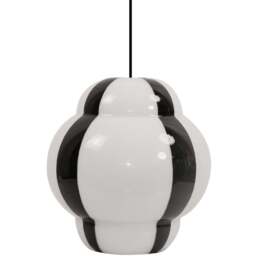 Jett Stripe Glass Pendant - White and Black - Wilko