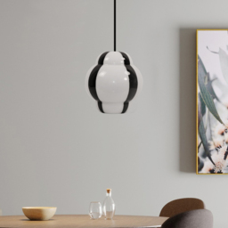 Jett Stripe Glass Pendant - White and Black - Wilko - thumbnail 4