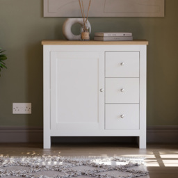 Vida Designs Arlington Single Door 3 Drawer White Sideboard - Size: 35 x 79 x 80cm - Wilko - thumbnail 7