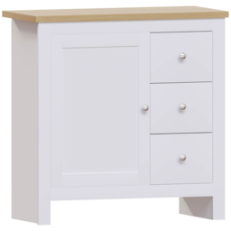 Vida Designs Arlington Single Door 3 Drawer White Sideboard - Size: 35 x 79 x 80cm - Wilko - thumbnail 3