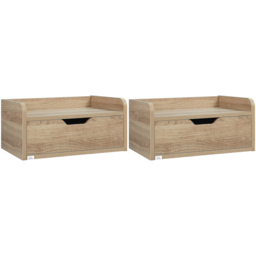 Portland Single Drawer Natural Floating Bedside Table Set of 2 - Brown - Wilko - thumbnail 3