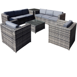Oseasons Malta 8 Seater Walnut Grey Rattan Corner Sofa Set - Brown - Wilko - thumbnail 3