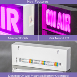 Global Gizmos On Air Neon Light - Size: 8 x 3.8 x 22cm - Pink - Wilko - thumbnail 7