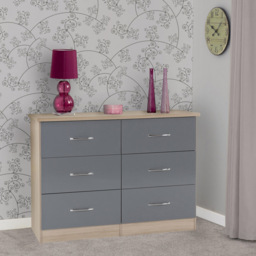 Seconique Nevada 6 Drawer Grey and Light Oak Effect Chest of Drawers - Wilko - thumbnail 7
