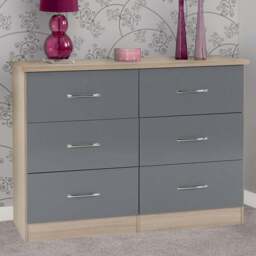 Seconique Nevada 6 Drawer Grey and Light Oak Effect Chest of Drawers - Wilko - thumbnail 1
