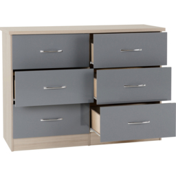 Seconique Nevada 6 Drawer Grey and Light Oak Effect Chest of Drawers - Wilko - thumbnail 4