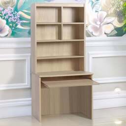 R White Cabinets 6 Shelf Home Office Desk with Keyboard Tray and Hutch Brown - Size: 182.8 x 85 x 54cm - Wilko - thumbnail 1