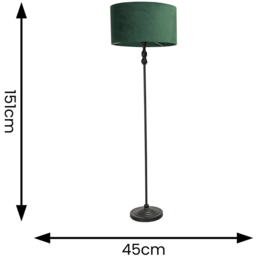 ValueLights Maggie Forest Green Velvet Shade Black Metal Candlestick Floor Lamp - Size: 151 x 45 x 45cm - Wilko - thumbnail 6