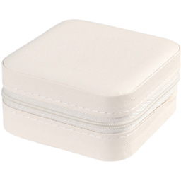 Living and Home White Portable Small Faux Leather Jewellery Case - Size: 5 x 10 x 10cm - Wilko - thumbnail 1